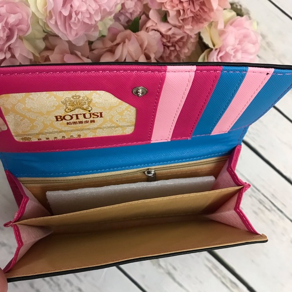 Black Vegan Leather Black & White Dog Clutch Wallet - Picture 3 of 10